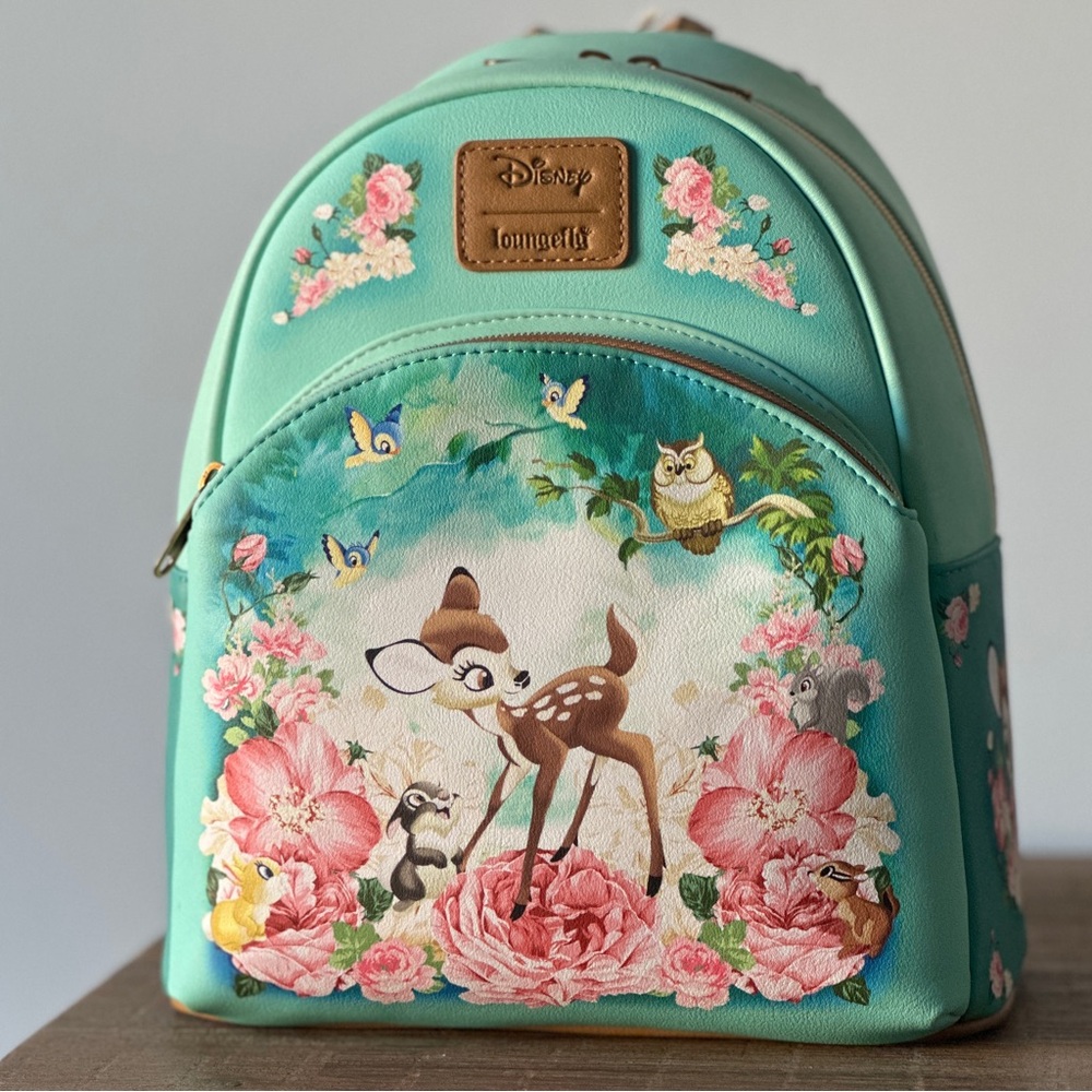 Loungefly Disney Bambi Floral Turquoise Mini Backpack NWT